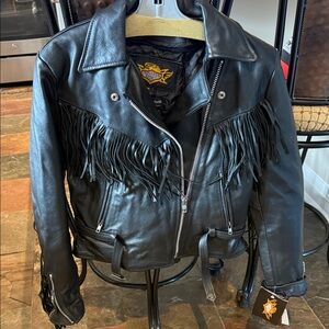 NWT Heavy leather classic Harley-Davidson Black Leather Jacket with Fringe